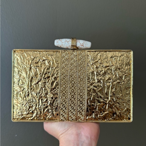 Elegant Gold and Cream Clutch Bag